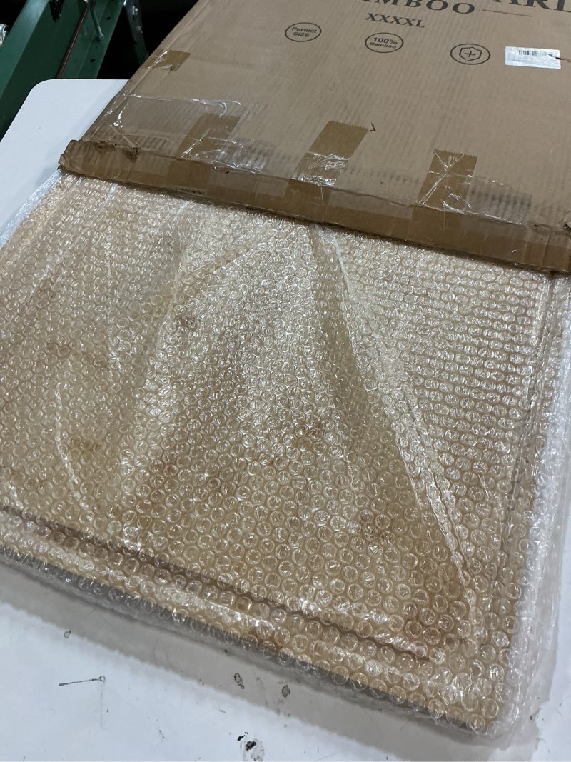 Condition photo showing Good Condition for 30 x 20 extra large cutting board, turkey carving board bamboo meat cutting boards for kitchen with juice groove and handles heavy duty charcuterie board, 4xl, empune 30"l x 20"w