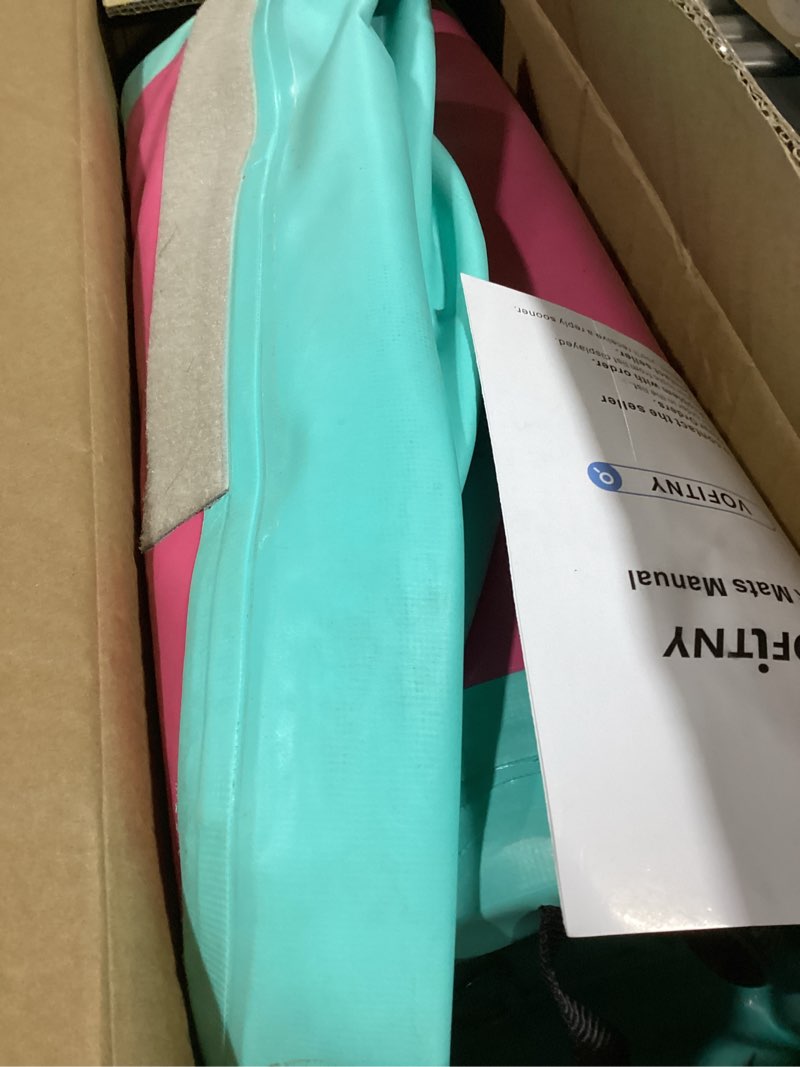 Condition photo showing As Is for VOFiTNY All Purpose Gymnastics Mat 6.6/10/13/16/20 ft Sturdy Inflatable Tumble Track for Home/Gym Pink/Green 10ft*3.3ft*4inches(3m*1m*0.1m)