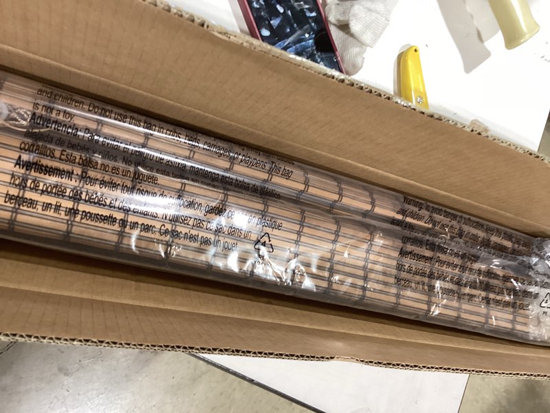 Condition photo showing New/Like New for lazblinds no-drill cordless roman shade - light filtering natural wood, easy install bamboo blind for windows 31" w x 48" h, malay umber malay umber 31"w x 48"h