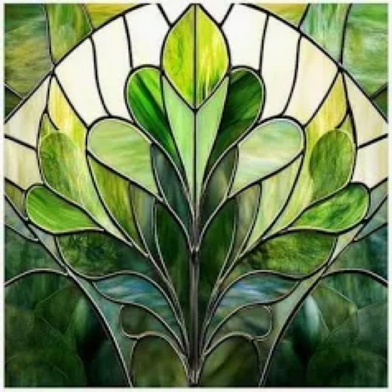 Flortlias Faux Stained Glass Effect Transparent Window Film, Original Hand Dawn Static Cling Home De