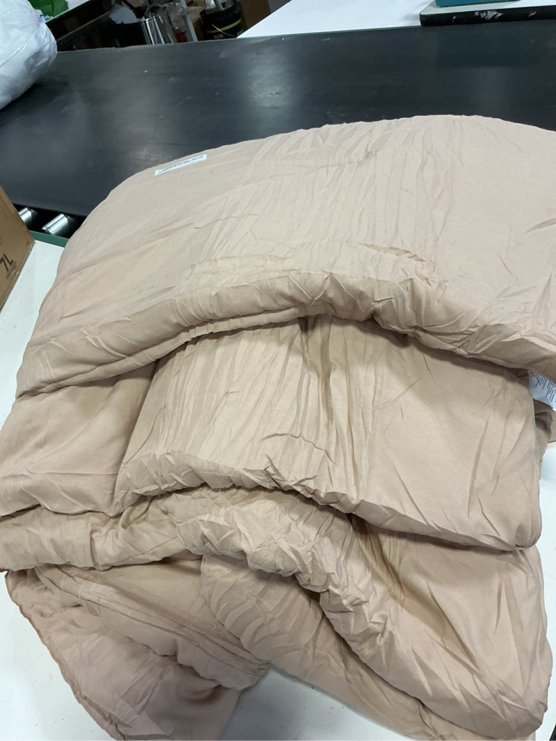 Condition photo showing As Is for CozyLux King Size Comforter Set Khaki, 3 Pieces Solid Comforters King Size Breathable Quilted Style Bedding Set, Luxury Soft Bed Set with Down Alternative Comforter (1 Comforter & 2 Pillowcases) Khaki King