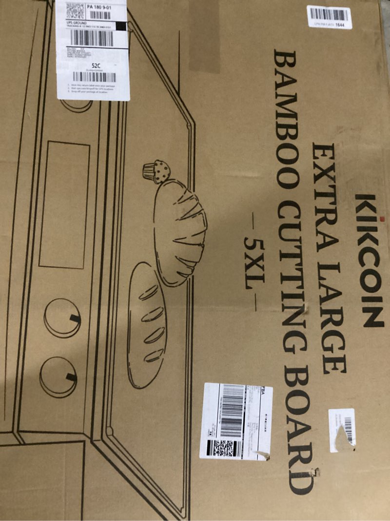 Condition photo showing New/Like New for 36 Inch Extra Large Bamboo Cutting Boards for Kitchen, Wood Cutting Board with Deep Juice Groove and Handle Heavy Duty Chopping board, Oversized Stove Top Cover, Kikcoin, 36" x 24" 37"L x 24.8"W
