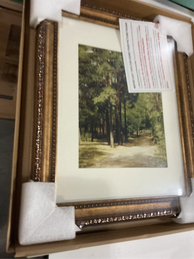 Condition photo showing New/Like New for 11x14 gold picture frame, ornate vintage picture frames for wall or tabletop display, 11 x 14 photo frame gold with real glass, display poster 8x10 with mat or 11x14 without mat for antique déco