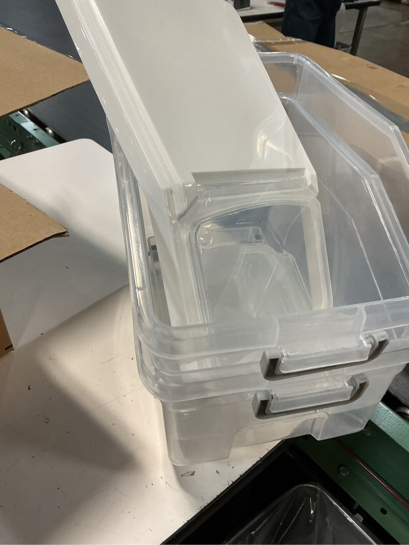 Condition photo showing Good Condition for yxq 50lb large flour storage container bin,2 pack airtight plastic with wheels seal locking lid dispenser organizer bin with measuring cup & scoop for flour, rice, grain 100lbs total capacity(blue) blue/50lbs,2counts