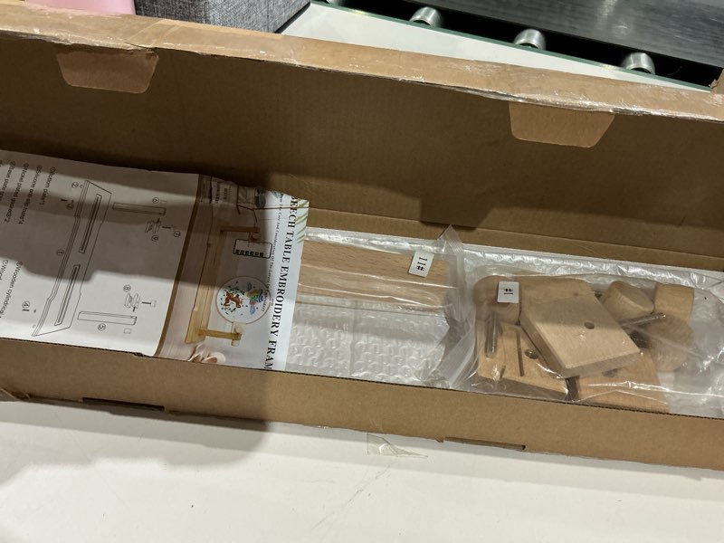 Condition photo showing Good Condition for adjustable embroidery hoop stand, guofa wooden cross stitch stand holder for diy craft sewing, easy operation lifesaver embroidery supplies