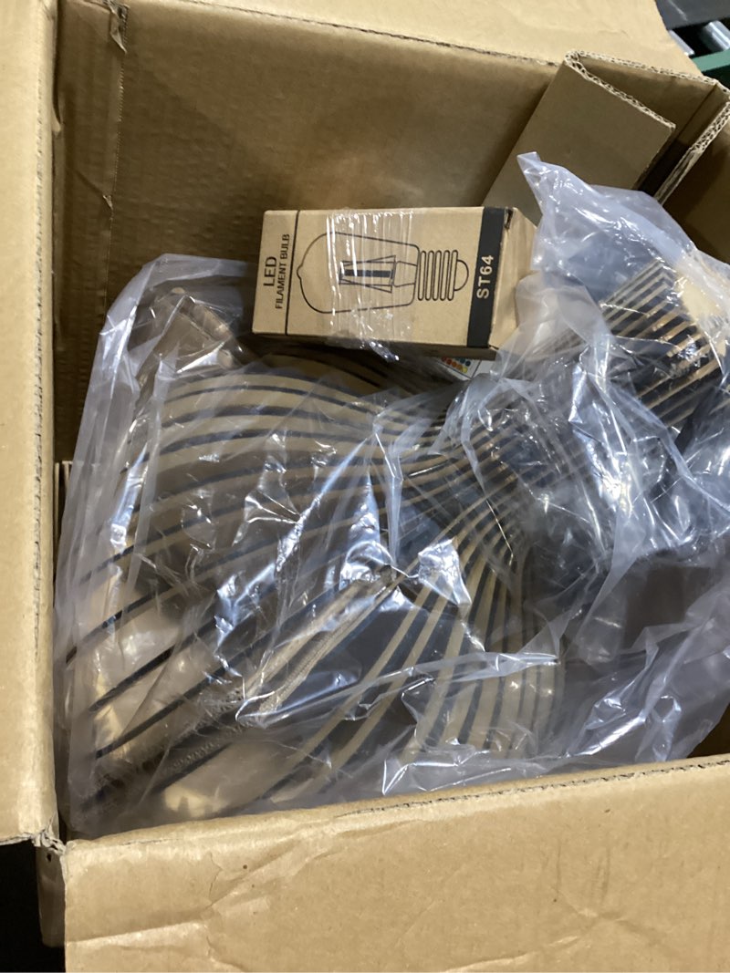 Condition photo showing Good Condition for Wood Pendant Light, E26 Base Hanging Lamp Indoor, Natural Wooden Hand Made Chandelier, Boho Height Adjustable Dining Table Hanging Lamp for Hotel Bar Café Kitchen Island Hallway Entryway Black-35CMx45CM