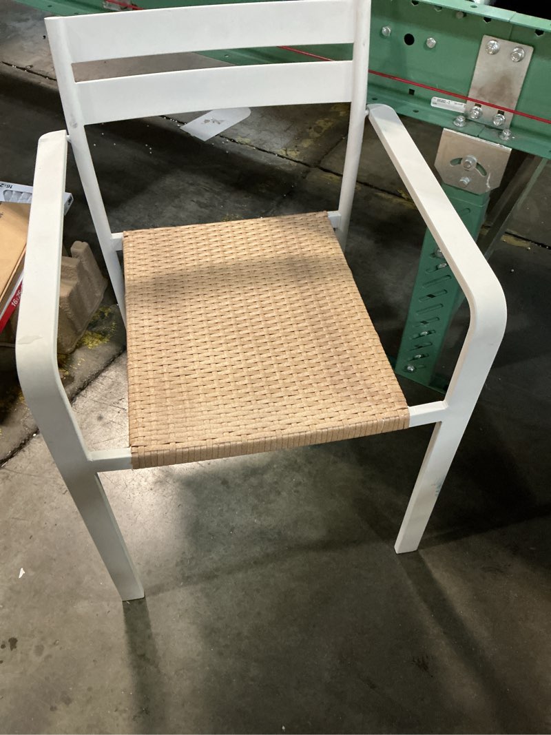 Condition photo showing Good Condition for  style selections darcy wicker stackable white steel frame stationary dining chair with woven