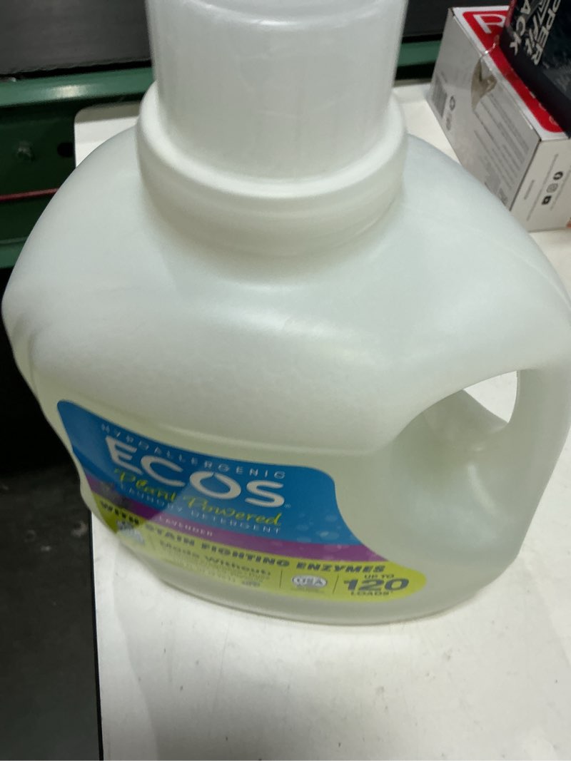 Condition photo showing Good Condition for ecos plant powered liquid laundry detergent with stain fighting enzymes, lavender, 120 loads, 110 ounce, hypoallergenic for sensitive skin