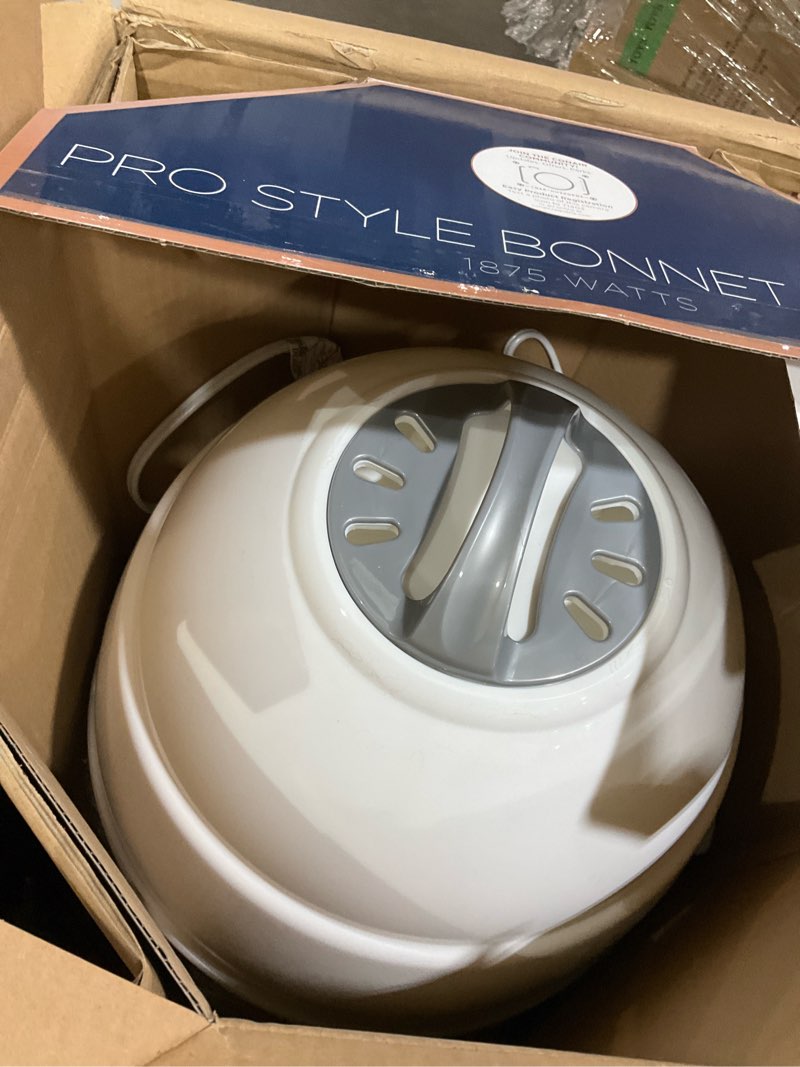 Condition photo showing As Is for Conair Pro Style Bonnet Hair Dryer, 2 Heat Settings, Adjustable Height, Extra-Large Hood Size, 1875W Pro Style Bonnet Ionic Hair Dryer for Women, White