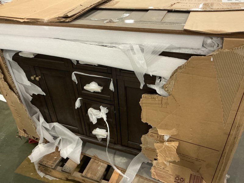 Condition photo showing New/Like New for Allen + Roth Roveland 60-in Deep Walnut Undermount Double Sink