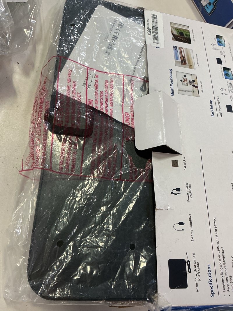 Condition photo showing Good Condition for TV Antenna Indoor, Digital Amplified Indoor HDTV Antenna, 1080p VHF UHF Television Local Channels Detachable Signal Amplifier and 16.5ft Long Coax Cable Black