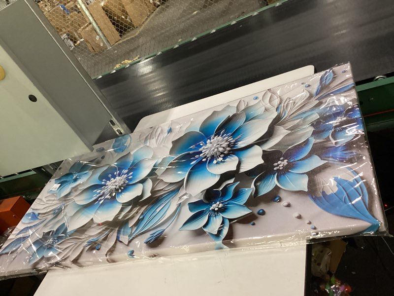 Zoyotago Floral Wall Art Blue and White Blossom Botanical Large Artwork for Living Room Women Bedroo