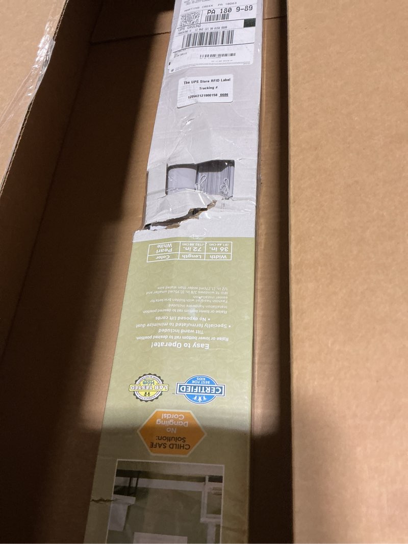 Condition photo showing Good Condition for Cordless Light Filtering Mini Blind - 36 Inch Width, 72 Inch Length, 1" Slat Size - Pearl White - Cordless GII Morningstar Horizontal Windows Blinds for Interior by Achim Home Decor 36"W x 72"H Pearl White