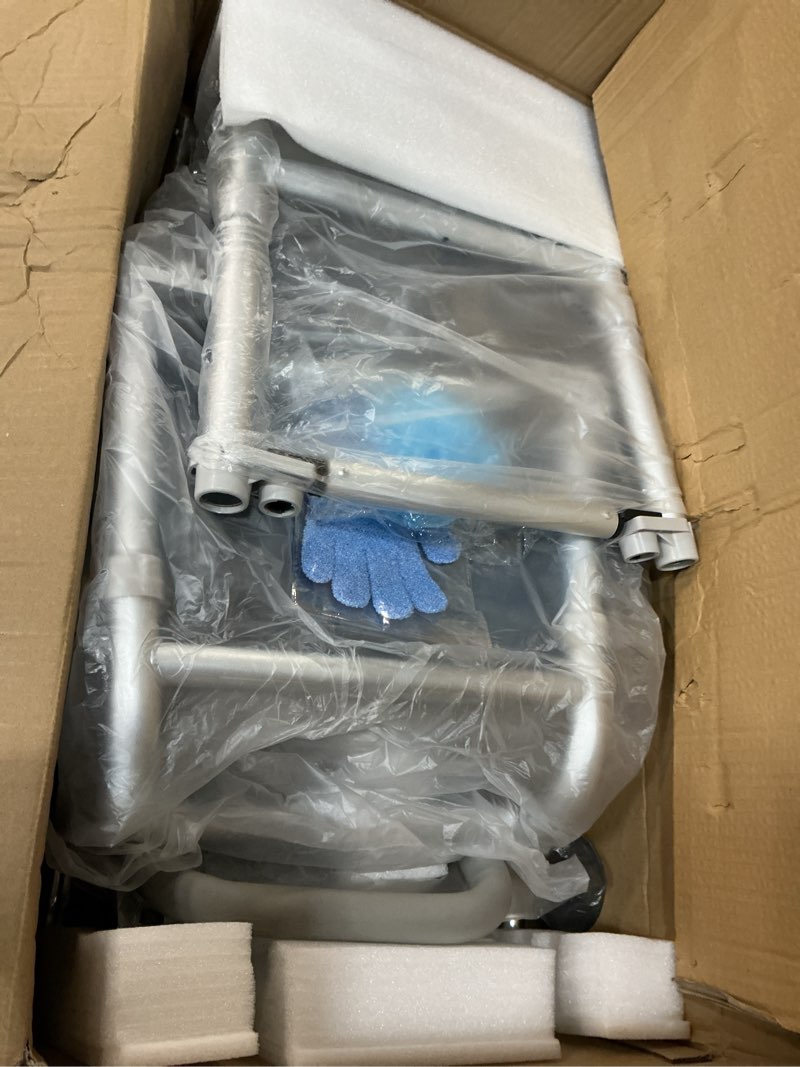 Condition photo showing Good Condition for 300-pound heavy-duty bath chair for seniors and rehabilitation patients, featuring armrests and a backrest, suitable for bathrooms and bathtubs shower chair