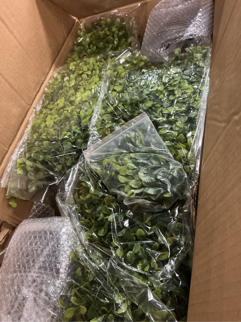 Condition photo showing New/Like New for 30" Artificial Boxwood Faux Plants Outdoor, UV Resistant Topiary Trees Realistic Cone-Shaped Fake Bushes and Shrubs Potted Fakeplants Set of 2 for Front Porch Patio Outside Planter Decor Boxwood Light Green 30in