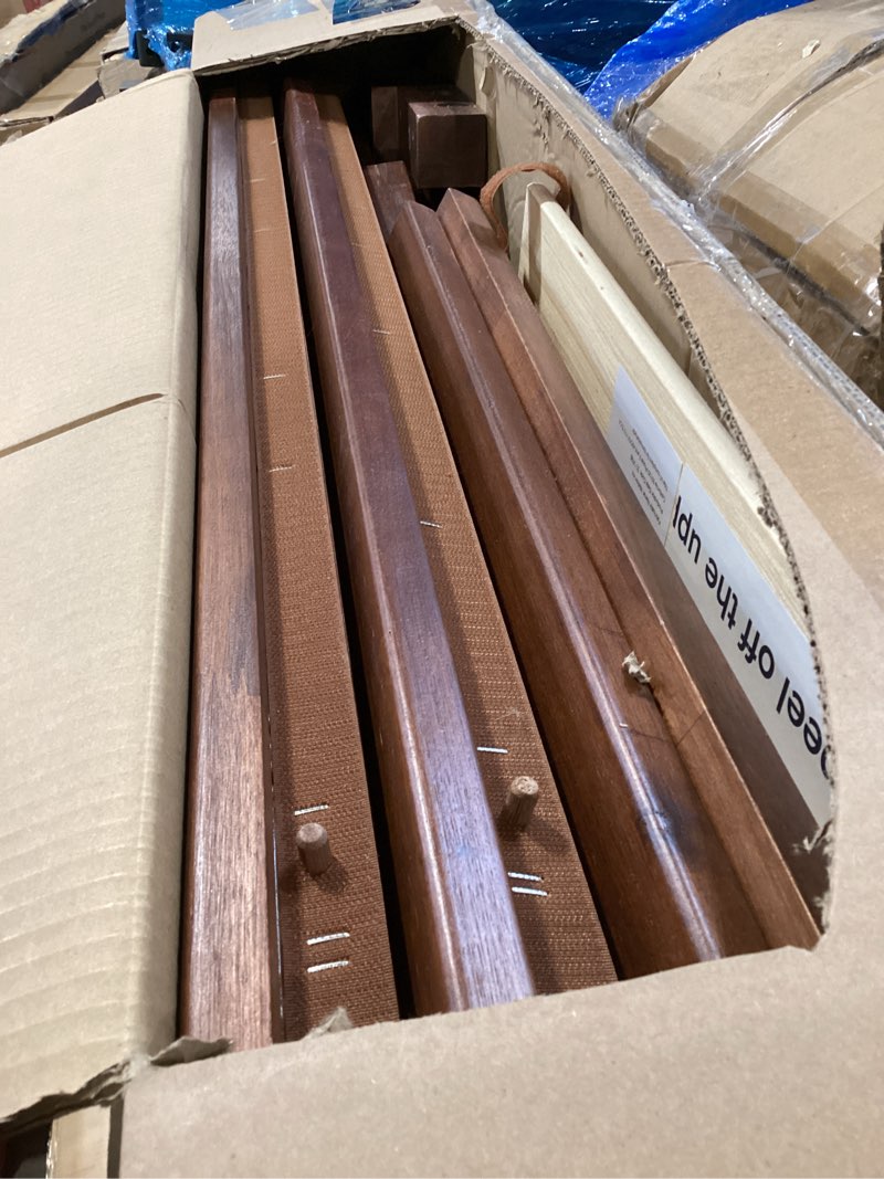 Condition photo showing As Is for mellow naturalista grand - 12 inch solid wood platform bed with wooden slats - no box spring needed - queen (espresso) espresso queen 12 inch grand