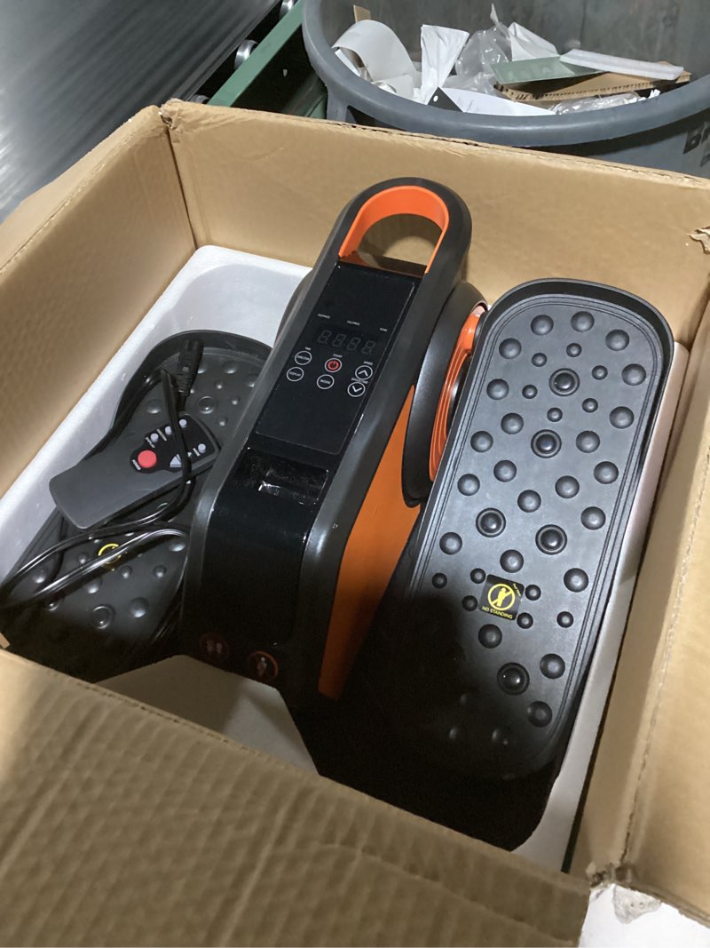 Condition photo showing As Is for OLIXIS Under-Desk Elliptical Machine–Compact & Quiet Mini Pedal Exerciser with Adjustable Speed, LED Display, Portable Fitness Solution for Home or Office Workouts 15.6"D x 15.2"W x 8.7"H Black/Orange