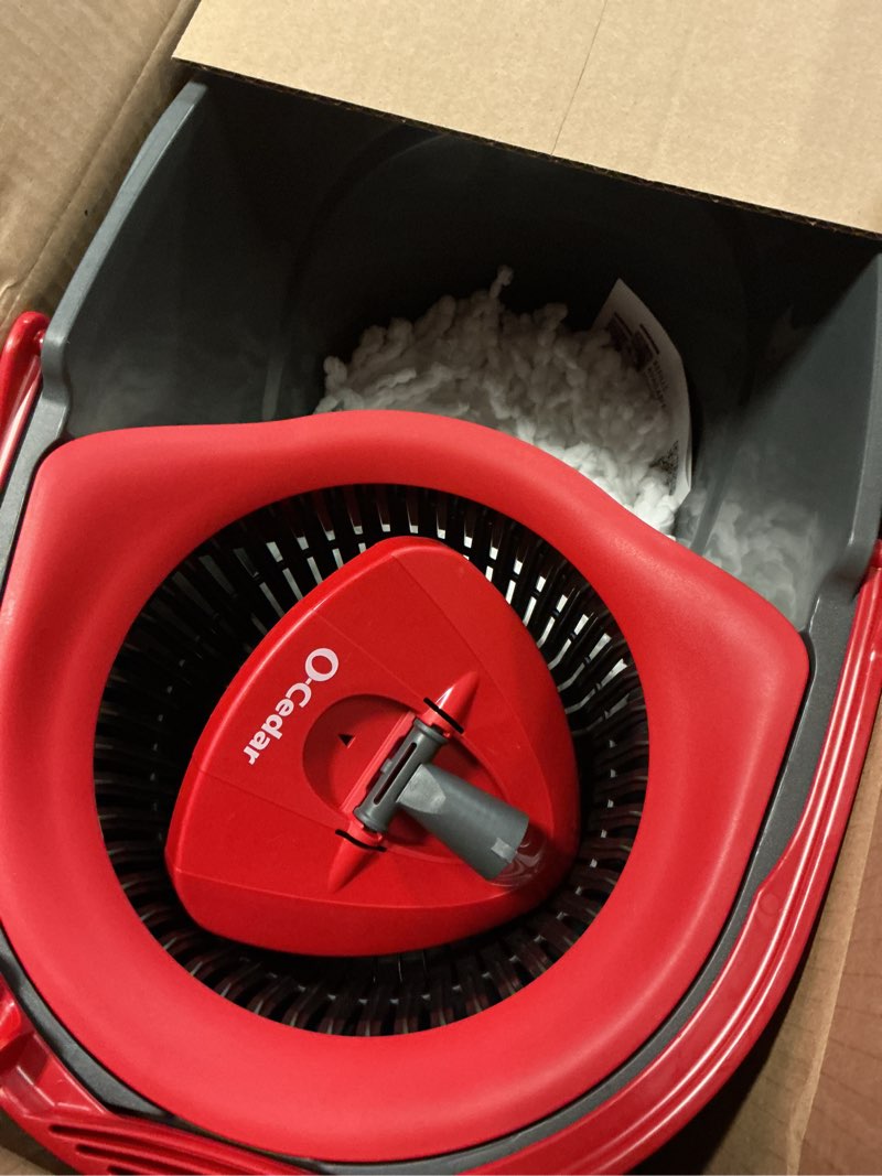 Condition photo showing Good Condition for o-cedar easywring microfiber spin mop, bucket floor cleaning system, red, gray, standard easywring spin mop & bucket