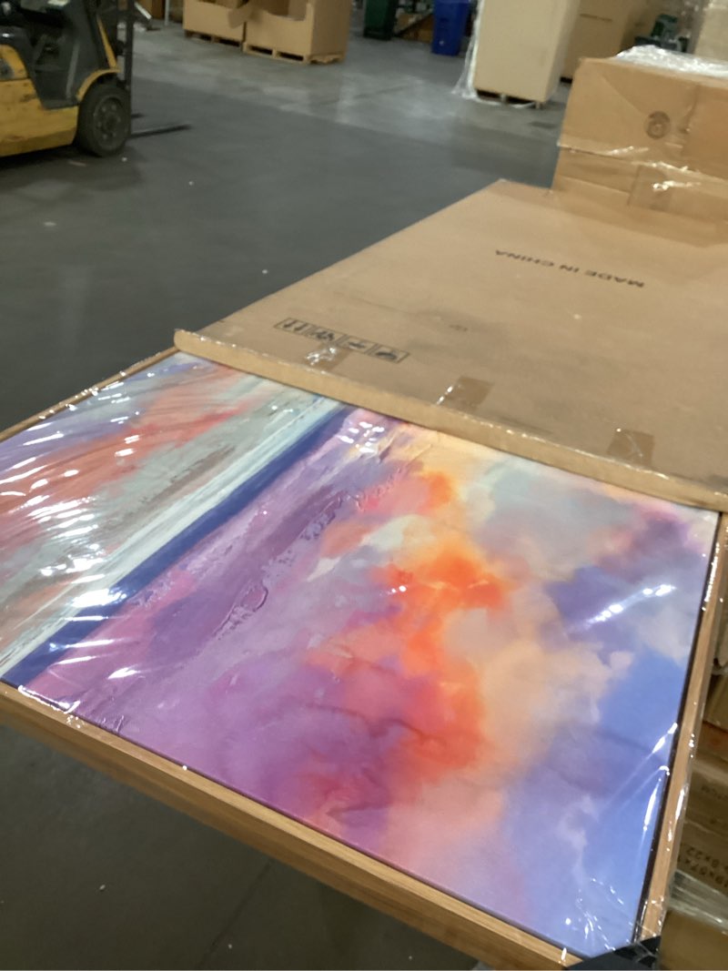 DUNHUANG ART Colorful Ocean Sunset Abstract Beach Wall Art - Orange Red Warm Sunrise Artwork for Liv