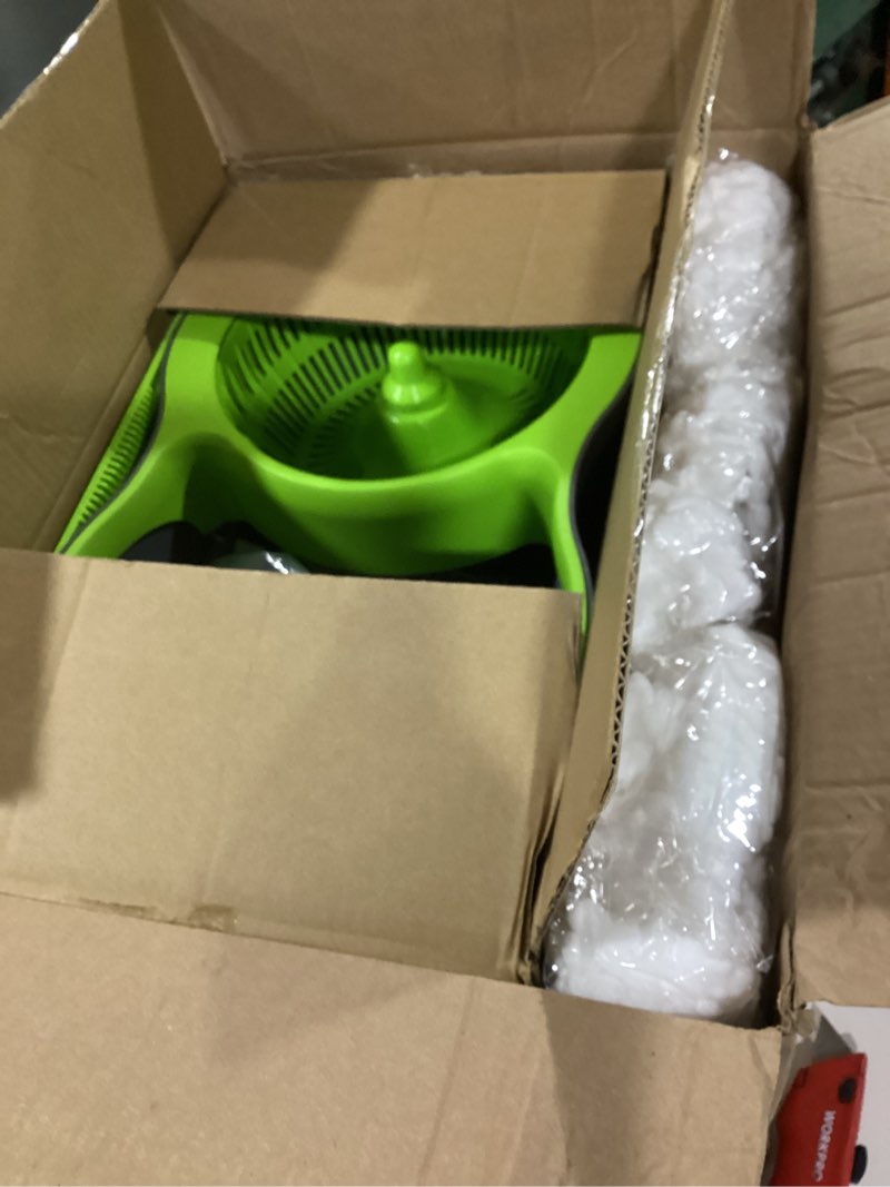 Condition photo showing Good Condition for spin mop bucket system,masthome pedal spin mop and bucket with wringer set,easywring microfiber mop with 3 mop pads,360°spinning floor cleaning system - home & office suitable green+dark grey