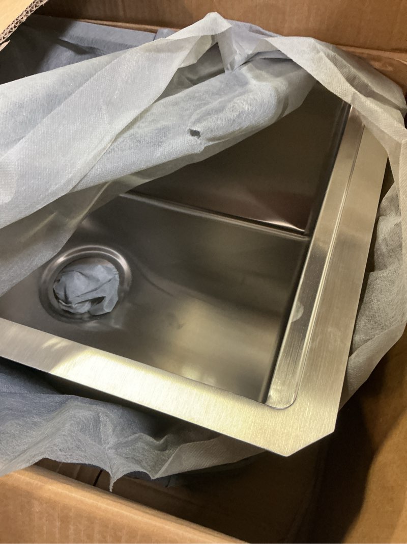 Condition photo showing Good Condition for rovogo undermount kitchen sink single bowl, 304 stainless steel handmade bar prep sink with drain, 19.7x15.7x8.7 in. brushed brushed 19.7"x15.7"x8.7"
