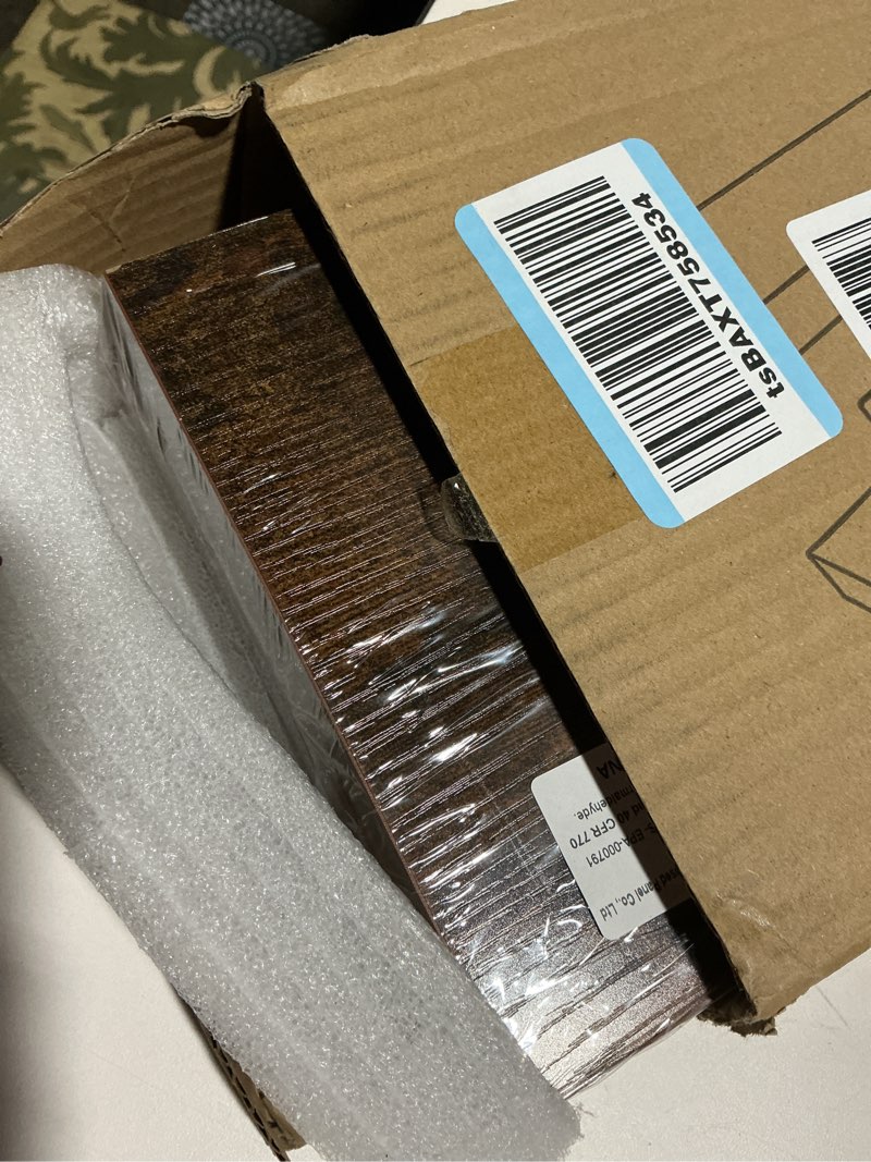 Condition photo showing Good Condition for BAYKA Floating Shelves, 22.5 inches Rustic Wood Wall Shelves for Bathroom?Bedroom, Living Room, Kitchen & Book, Hanging Display Decor Organization Shelf with 22 lbs Capacity (Rustic Brown) B. Rustic Brown - Americana Farmhouse Style 22.5inches