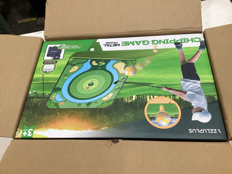 Condition photo showing New/Like New for 70" x70''Battle Golf Chipping Game, Double-Sided Sticky Golf Battle Mat with 30 Sticky Balls and 10 Darts for Adults Dads and Junior Golfers - Indoor and Outdoor