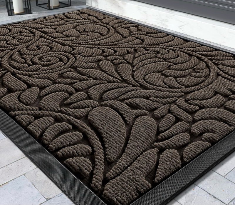 yimobra sturdy door mat, heavy duty front welcome mats for home entrance outdoor indoor, doormat for outside back patio floor entry porch garage office, weather resistant easy clean, 29.5 x 17, brown brown 29.5" x 17"