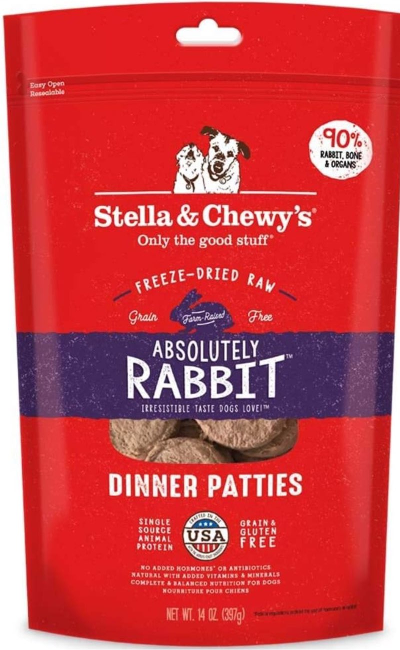 Stella & Chewy's Freeze Dried Raw Dinner Patties – Grain Free Dog Food, Protein Rich Absolutely Rabbit Recipe – 14 oz Bag Rabbit 14 Ounce (( Best If Used By/AUG/19/2025))