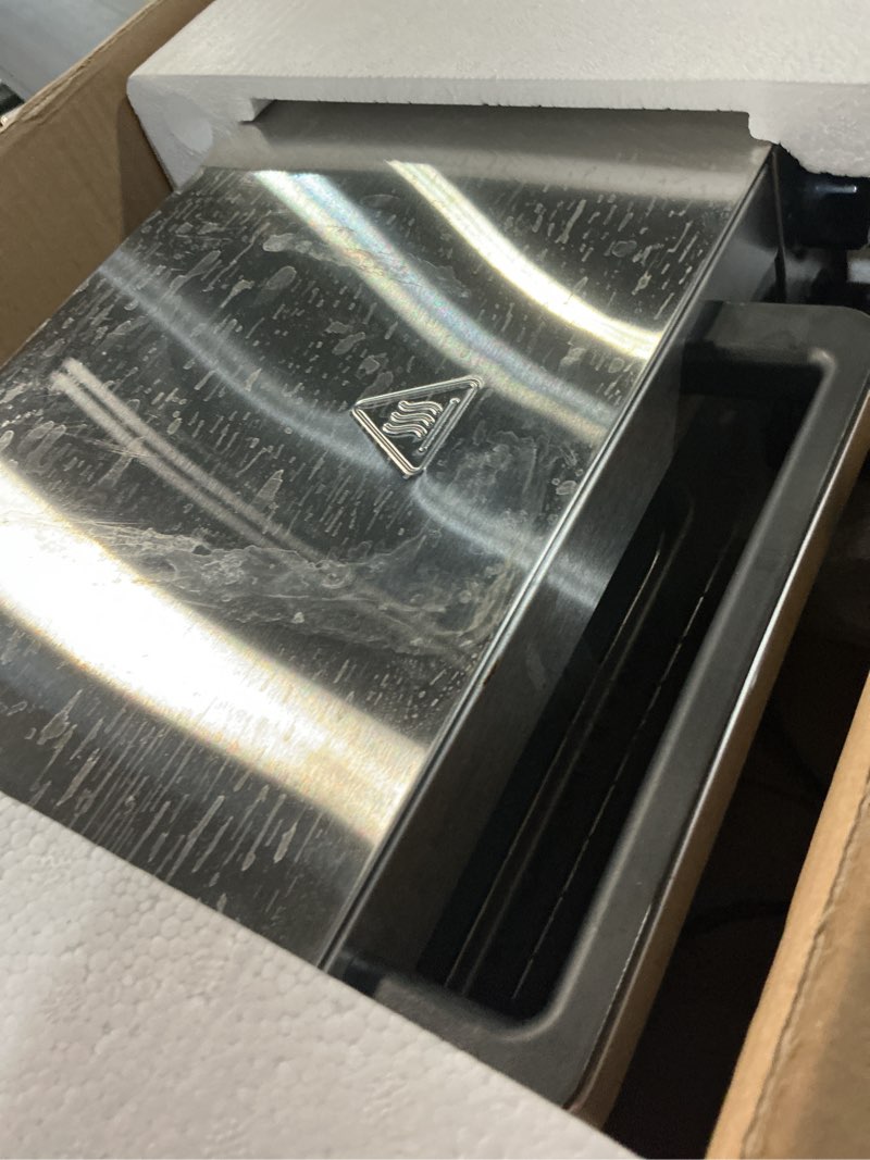 Condition photo showing As Is for hamilton beach 4 slice countertop air fryer toaster oven combo | air fry, bake, broil, toast | 30 minute timer | automatic shut off | 200 to 450ºf adjustable temp | stainless steel | 31403j