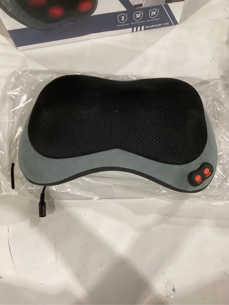 Condition photo showing New/Like New for papillon neck massager,shiatsu electric back massager with heat,neck back pain relief gifts for mom/dad/women/men,deep tissue kneading massage pillow for shoulder,legs,foot,body muscle fatigue relief cyan blue