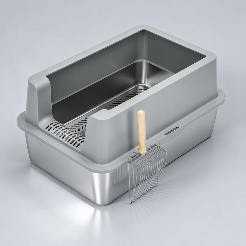 xl stainless steel sifting litter box for pine pellet