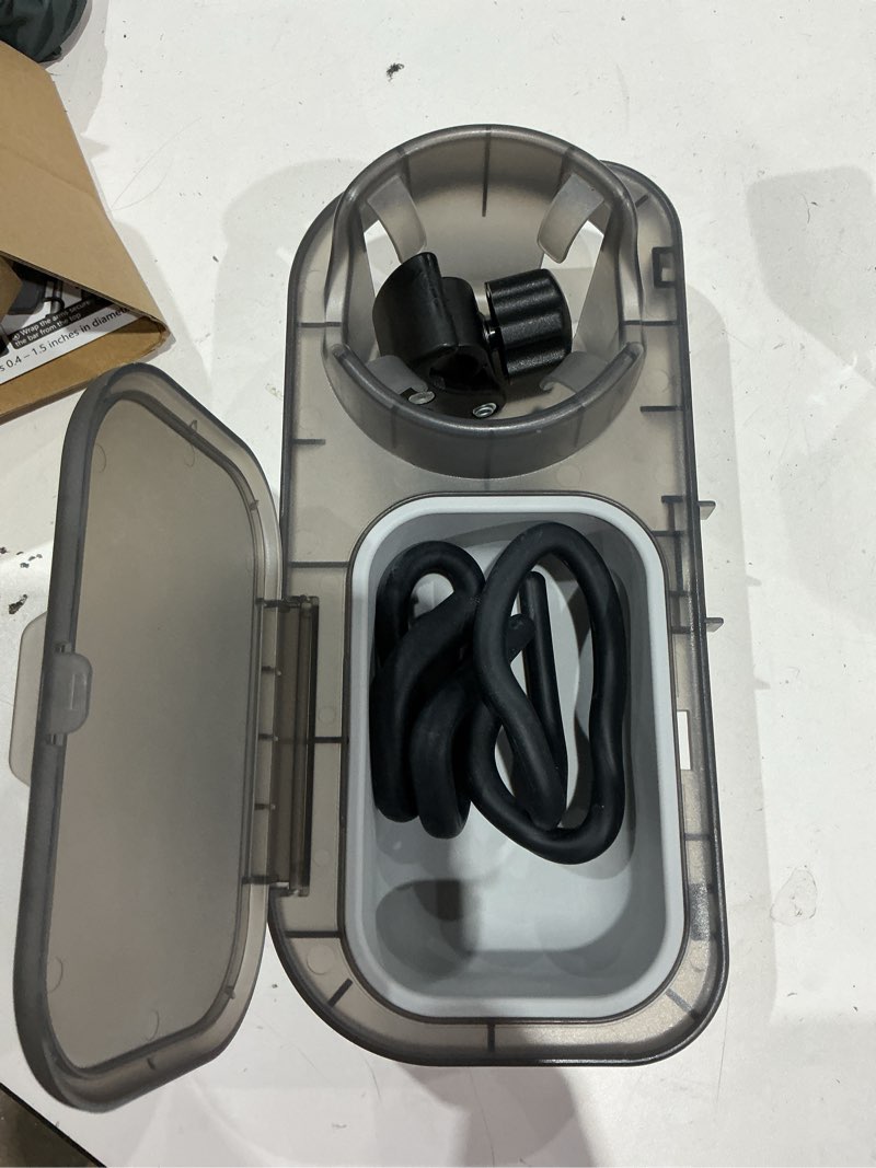 Condition photo showing Good Condition for universal stroller snack tray, 3-in-1 cup holder tray with clamp & silicone arms grip & detachable silicone tray, stroller tray attachment for toddler & kids, snacking on the go gray
