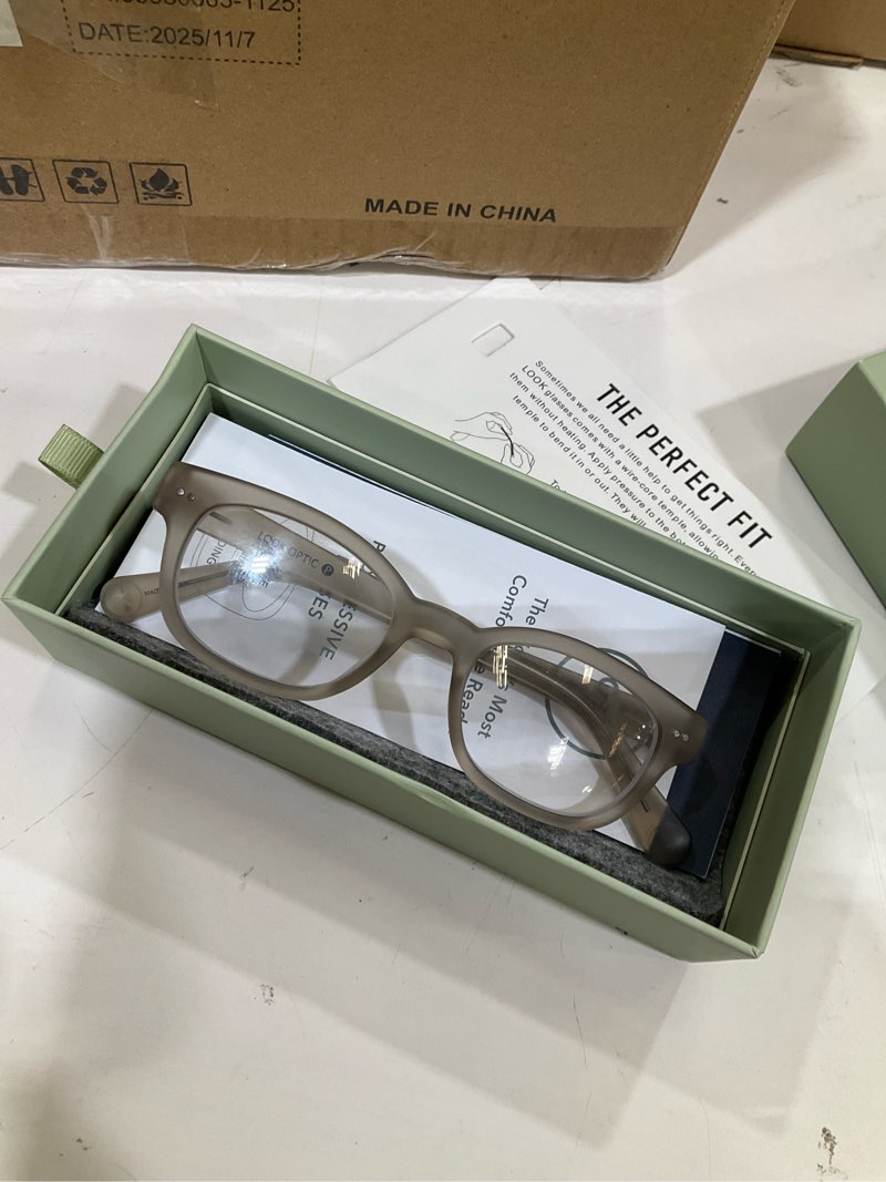 Condition photo showing New/Like New for LOOK OPTIC Keaton Progressive Readers-Stylish Unisex Prescription Quality Glasses Taupe 1.0 x