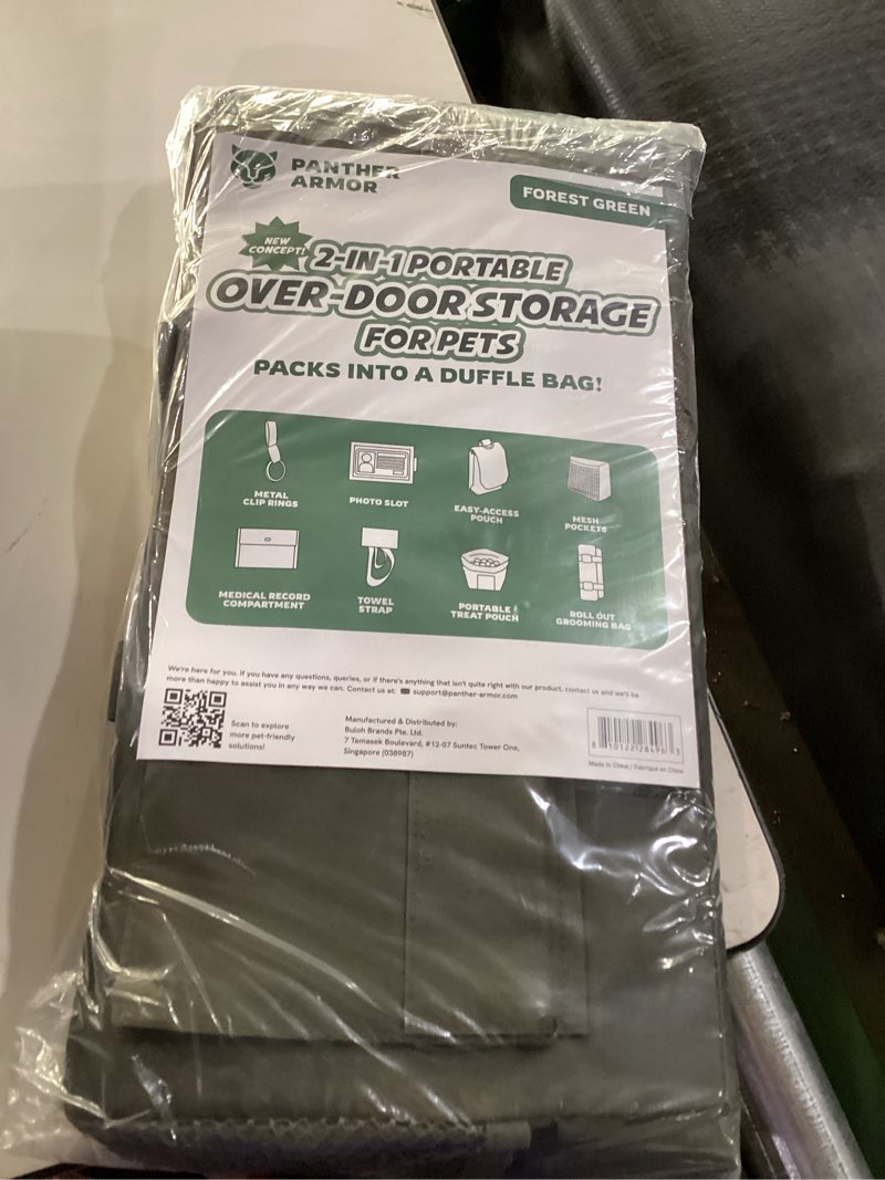 Condition photo showing New/Like New for Panther Armor Dog Travel Bag Hanging Dog Organizer & Pet Storage Tote Bag for Supplies | Waterproof Door Storage & Closet Organizer | Food & Treat Container for Travel Accessories Green