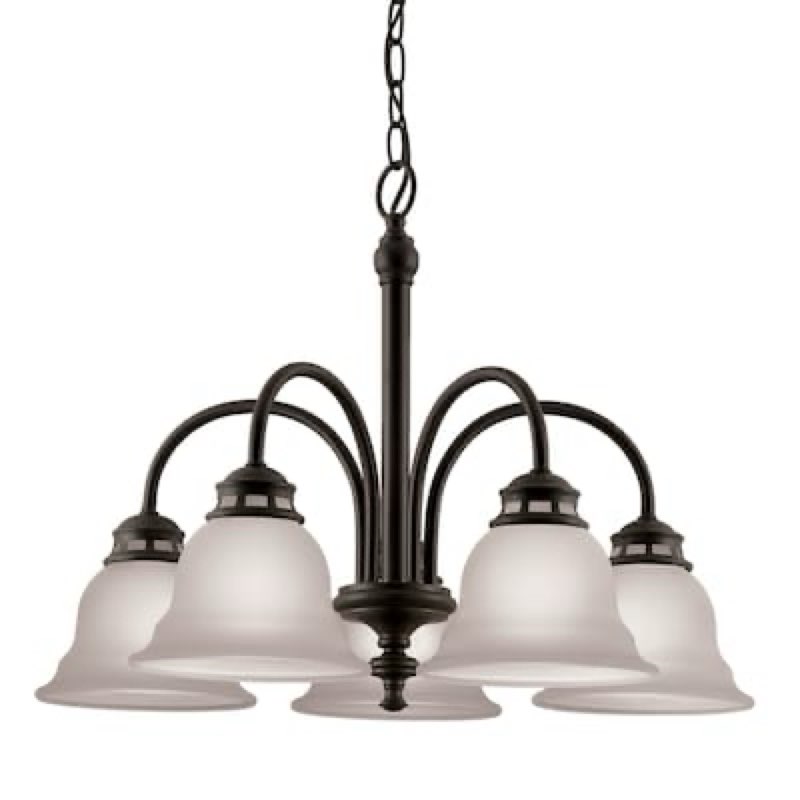 project source fallsbrook 5 -light oil-rubbed bronze etched glass mixed material chandelier