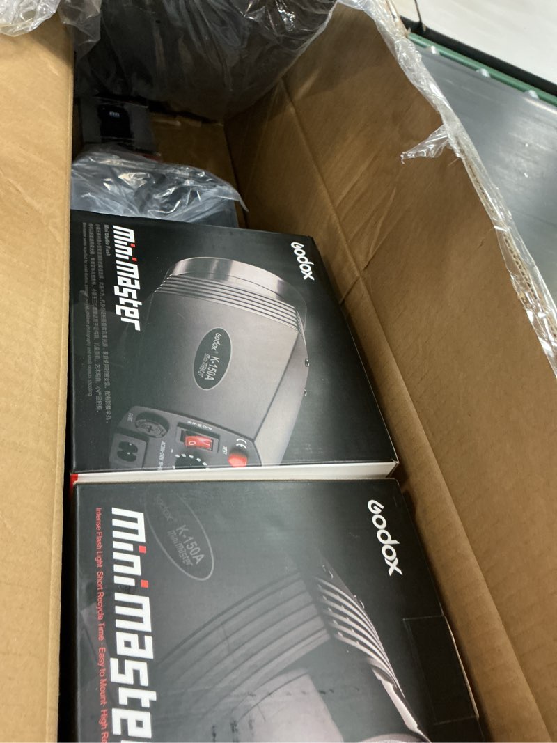 Condition photo showing Good Condition for Godox Professional Studio Flash Kit for Photography, Strobe Lights Softbox Lighting Kit, 2x180W 5600K Compact Monolights with Flash Trigger, Softbox, Light Stands