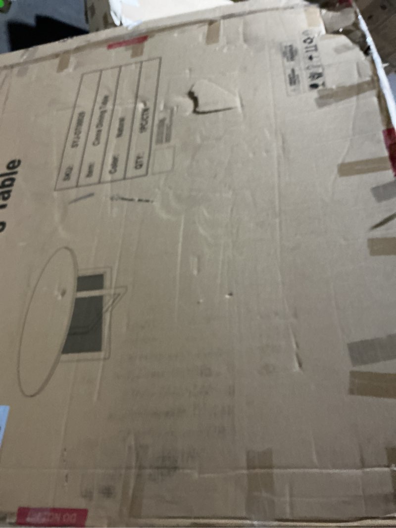 Condition photo showing Good Condition for Casaphoria 79" Dining Table, Wicker Base Modern Kitchen Table for 4-6, Farmhouse Style with Oval Top & Wicker Base, Easy Assembly for Living Room, Kitchen, Natural Wood Natural Wood 79" x 33.5"