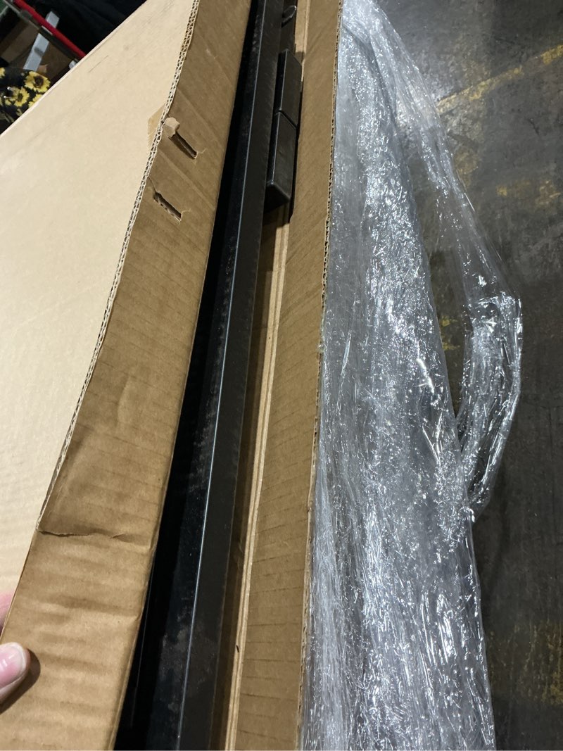 Condition photo showing As Is for No Pawblems 55" Extra Tall Pet Gate for Cat, 29-43" Auto Close Cat Gate for Doorways/Stairs/Hallways, NO Drilling Pressure Mounted Tall Dog Gate Indoor, 1.37" Pet-Safe Gap, Black Black-gate 55" Tall, 29-43" Wide