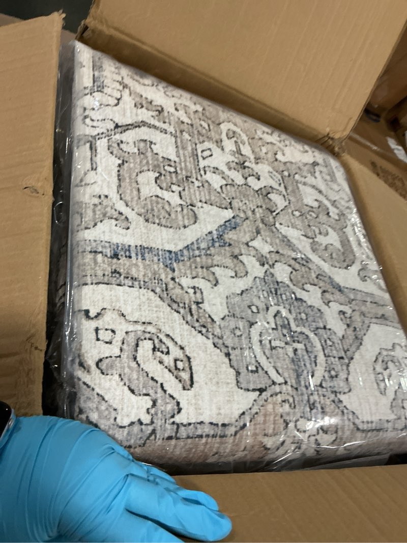 Condition photo showing New/Like New for GENIMO 10x14 Area Rugs for Living Room, Machine Washable Non Slip Vintage Retro Rugs, Low Pile Lightweight Thin Print Rug for Bedroom, Dining Room, Home Office, Khaki Blue Khaki Blue 10' x 14' (Rectangular)