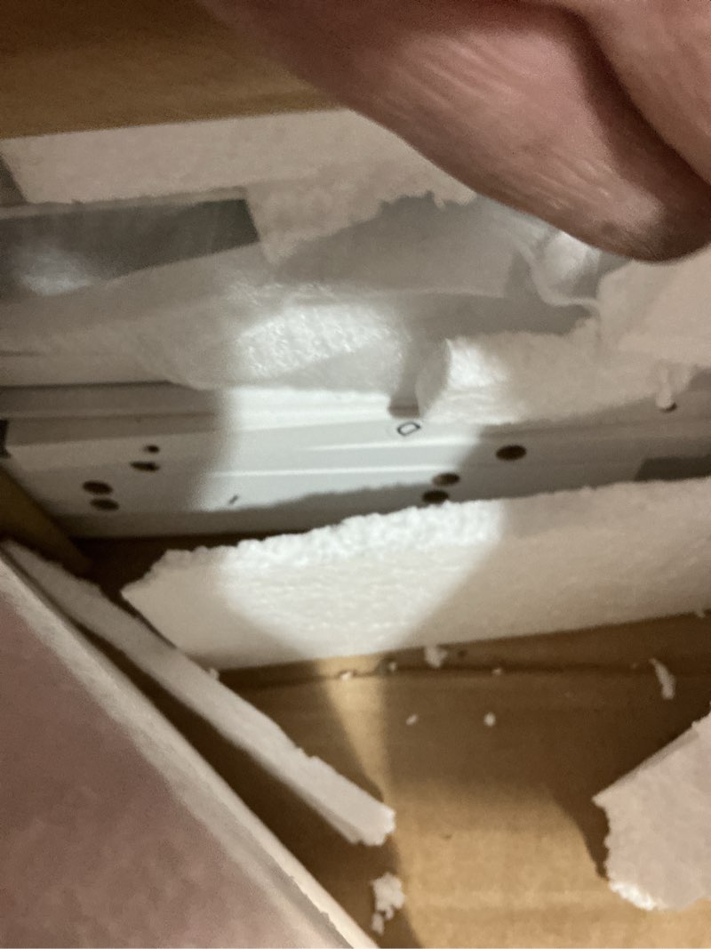 Condition photo showing As Is for Homhedy Over The Toilet Storage Cabinet with 2 Barn Door and Toilet Paper Holder Stand, FreeStanding Toilet Shelf Space Saver, for Bathroom, Restroom, Laundry, White White 7.8"D x 30.7"W x 65.4"H