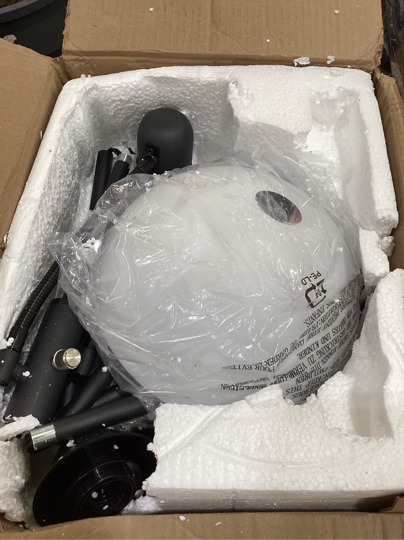 Condition photo showing As Is for floor lamp, torchiere floor lamps for living room, 71 inch tall standing lamp, bedroom lamps with reading light, rotary switch, 3 plastic lampshade, torch floor lamps for bedroom (black, no bulb)