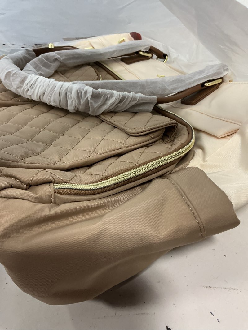 Condition photo showing New/Like New for lovevook lunch bag, tote bag for women with insulated lunch compartment, large capacity teacher nurse bag for work with large cup holder, laptop tote for travel, college, daily, 15.6 inch 15.6 inch with lunch compartment khaki beige