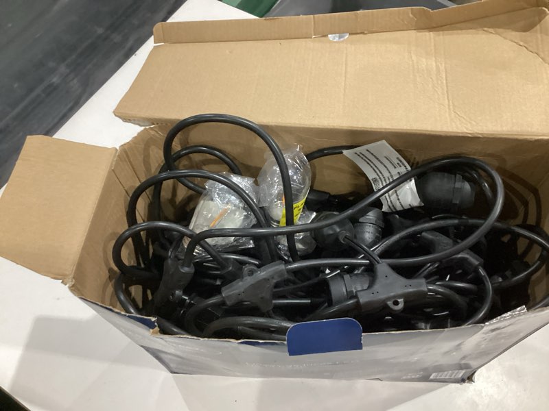 Condition photo showing As Is for harbor breeze 48-ft plug-in black indoor/outdoor string light with 24 white -light led edison bulbs