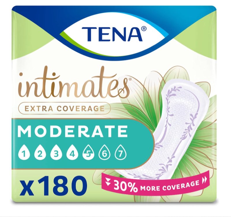 Tena Intimates Moderate Thin Incontinence and Bladder Control Pad, Long Length, 128 Count Case of 1