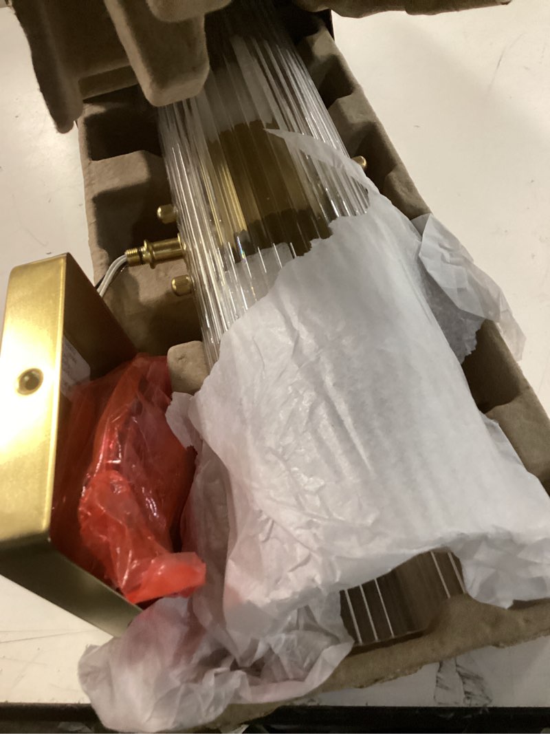 Condition photo showing As Is for allen + roth Harlan 4.9-in 2 Light Brushed Gold Transitional Bathroom Vanity light