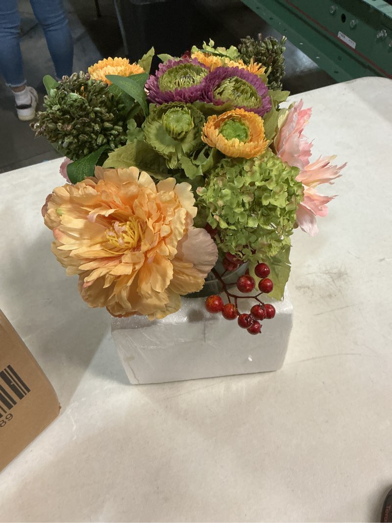 Condition photo showing Good Condition for nearly natural mini artificial peony floral arrangement, faux flowers for table shelf decor, assorted colors
