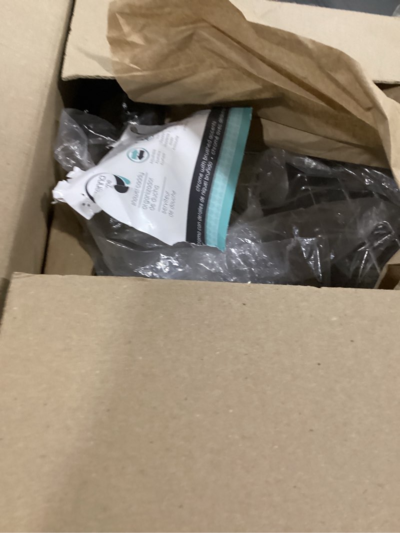 Condition photo showing As Is for Zenna Home Shower Caddy Hanging Over the Shower Door Organizer, Stainless Steel Rack with 2 Shelves and Built in Hooks, Bathroom Organizer Shelf for Inside Shower, Chrome