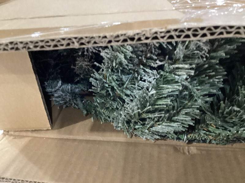 Condition photo showing New/Like New for Papyrus 24" Pre-Lit Frosted Blue Spruce Artificial Wreath, Warm White Light, Battery Powered, Indoor/Outdoor
