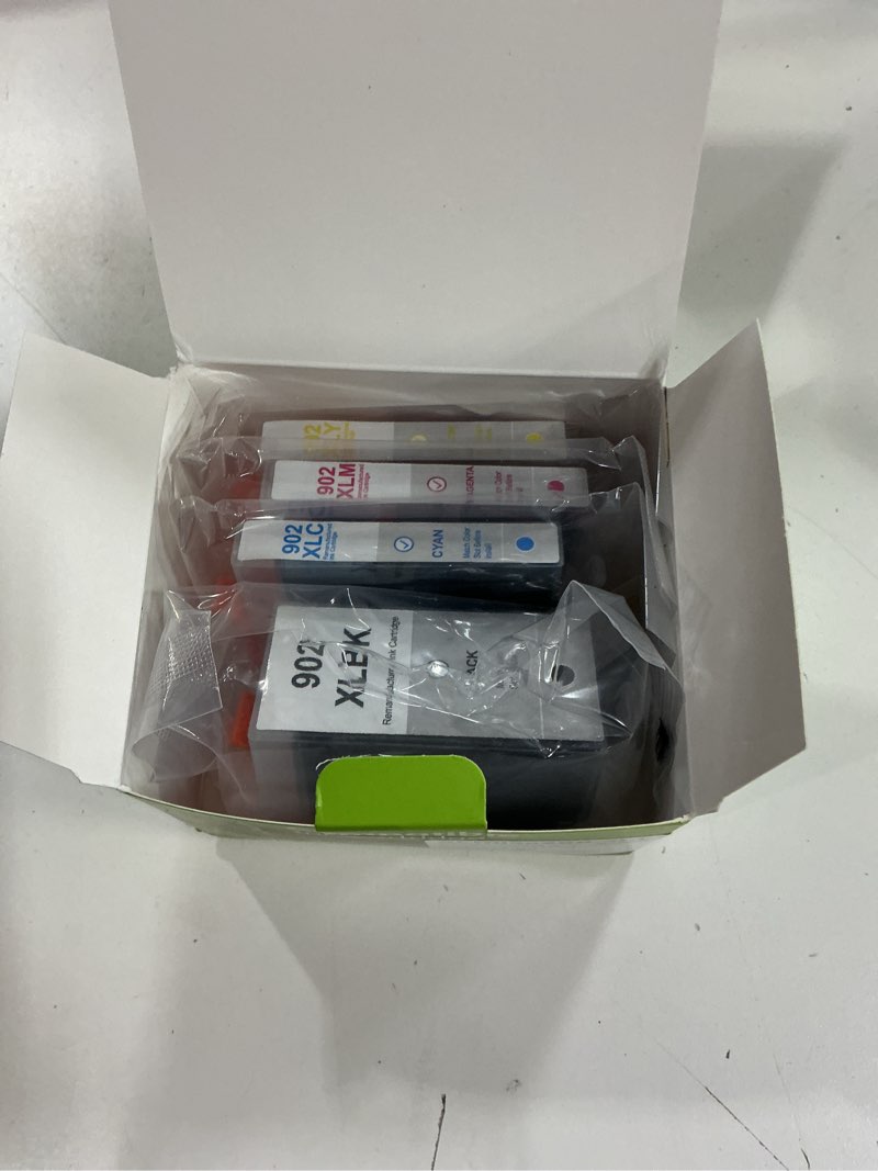 Condition photo showing New/Like New for 902xl high yield ink cartridge replacement for hp902xl hp902 902 xl combo pack compatible with hp officejet pro 6960 6962 6968 6970 6974 6975 (black cyan magenta yellow 4 pack) 902xl-4pk(1black+1cyan+1magenta+1yellow)